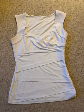 Women's White Sleeveless Ruched Tank Top